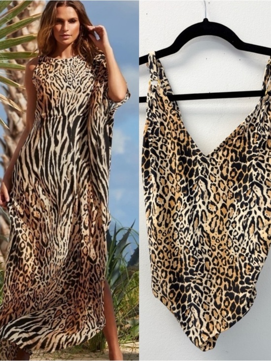 Melissa Odabash Other - Melissa Odabash Set animal print cheetah bathing suit with matching Kaftan